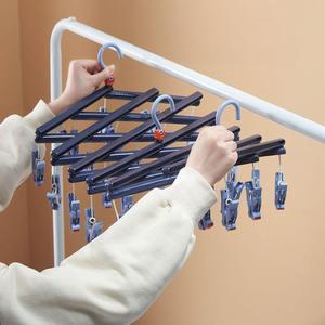 High Quality Durable Plastic Foldable Clothes Rack <strong>Multi</strong>-Clip <strong>Hanger</strong> Sock <strong>Hanger</strong> for Wardrobe Balcony Clothing Store Use Modern - Product Image 2