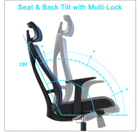 Chaise de bureau ergonomique pivotante et réglable avec appui-tête moderne, personnalisable, fabriquée en Chine