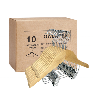 Owentek Usine Fourniture Nature En Bois Enfants Bébé Enfants Vêtements Cintres Bois Avec Clips Bébé Bois Pantalon <span class=keywords><strong>Cintre</strong></span> avec Clips - Product Image 1