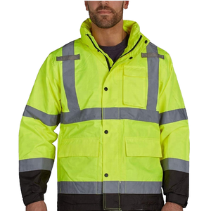 Chaqueta Impermeable de Poliéster para Invierno, Alta Visibilidad, Fluorescente, Reflectante, Nivel A, Ropa de Seguridad para Carretera, Económica - Product Image 2