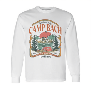 Camiseta de Manga Larga Camp Bach para Despedida de Soltera 2025, Equipo de la Novia, Diseño Vintage para Camping - Product Image 2