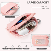 Dompet kartu Lulu wanita, dompet ritsleting dengan jendela Portabel gantungan kunci, dompet saku koin dua kantung