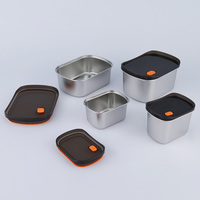 Contenants de stockage alimentaire hermétiques en acier inoxydable 304 pour la cuisine, ensemble de 4 pièces avec couvercle pour le stockage au réfrigérateur de la viande et des fruits