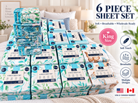 Parure de draps 6 pièces en coton doux au toucher, taille King Queen, imprimée, avec drap-housse à poches profondes et drap plat, vente en gros