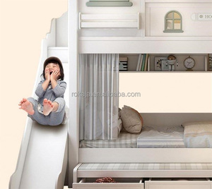 Giường tầng trẻ em giá rẻ có ngăn chứa đồ đa năng, giường gỗ trẻ em dành cho bé gái có cầu trượt màu hồng, kiểu lâu đài nhỏ kiểu Mỹ, bộ giường ngủ cho mẹ và bé - Product Image 3