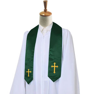 Vente en gros d'étole de chœur en satin personnalisée brodée d'une croix étole de chœur traditionnelle d'église avec logo - Product Image 4