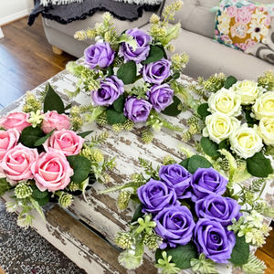 LILIS Vente flash Bouquet de fleurs en soie à 9 têtes Rose réaliste Fait à la main Style naturel Respectueux de l'environnement Réutilisable Longue durée - Product Image 3