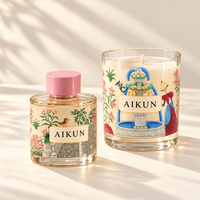 AIKUN Ensemble diffuseur à bâtonnets et bougie parfumée, design personnalisé, motif jardin, couleurs assorties, pour décoration et cadeau, pour chambre