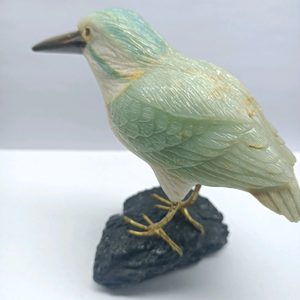 Sculpture d'oiseau en quartz bleu/calcaire noir, art populaire, pour cadeaux de fêtes BJ1117 - Product Image 3