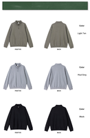 Hoodie Pria Bahan Fleece Katun Grosir, Resleting 1/4, Polos, Bordir Custom