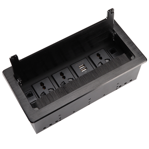 Boîtier de câblage encastré en aluminium avec 3 prises universelles, double USB et port RJ45 pour bureau et salle de conférence - Vente en gros - Product Image 1