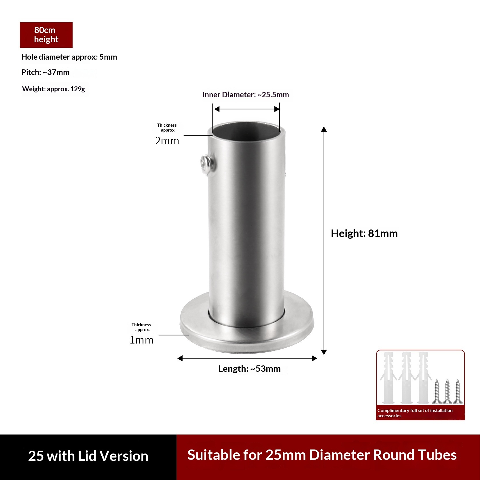 Pied de 8 cm de hauteur, taille 32 (non couvert).
