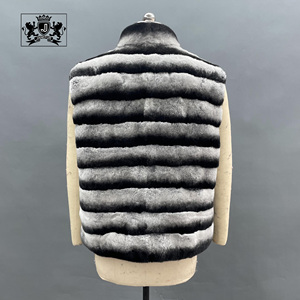 <span class=keywords><strong>Gilet</strong></span> en fourrure de lapin Rex véritable Janefur, veste en fourrure de chinchilla douce, mode unisexe, veste en fourrure de lapin véritable rayée <span class=keywords><strong>noir</strong></span> <span class=keywords><strong>et</strong></span> <span class=keywords><strong>blanc</strong></span> - Product Image 6