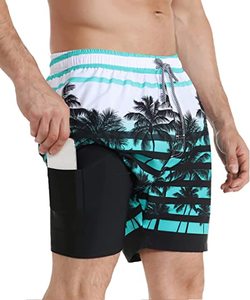 Men's Swim Trunks Compression Lined <b>Swimsuit</b> Quick Dry Swimwear Fashion Print Cropped Board Shorts - Product Image 3