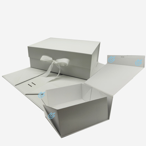 Elegant Clothing Box White Magnetic Folding Luxury Rigid Cardboard with Ribbon Sustainable - Product Image 5