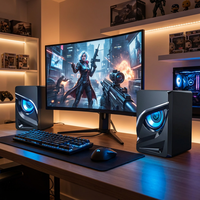 Haut-parleurs de bureau pour ordinateur, haut-parleurs de jeu RGB avec caisson de basses, son stéréo, contrôle du volume pour ordinateur de bureau, jeu sur ordinateur