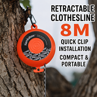 Corde à linge manuelle escamotable d'extérieur, 8m, rétractable, sans perçage, légère et invisible