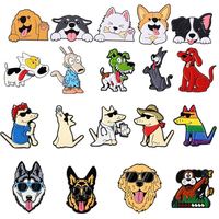Broche en alliage style animalier, motif chien de dessin animé mignon (Corgi, Husky, Shiba Inu), épinglette amusante et personnalisée en émail pour accessoires de chapeau