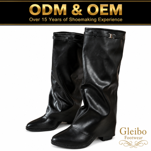 รองเท้าบูทหุ้มข้อทรงมินิมอล ODM OEM ขายส่ง วัสดุ PU ด้านบนเรียบ ดีไซน์สวมแบบสลิปออน พื้นรองเท้ากันการเสียดสี รองเท้าบูทแฟชั่นสำหรับผู้หญิงตามฤดูกาล - Product Image 1