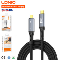 Cable USB-C a C Trenzado LDNIO TC11C, Carga Rápida de 240W, Transferencia de Datos de 40Gbps, Cable de Pantalla HD 8K, Precio de Mayoreo en Oferta
