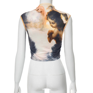 T-shirt Trendy con Fusione Artistica e Vivace Stampa di Van Gogh per un Look Unico, Canotta Sexy con Scollo a <span class=keywords><strong>O</strong></span>, Camicette e Top Corti - Product Image 5