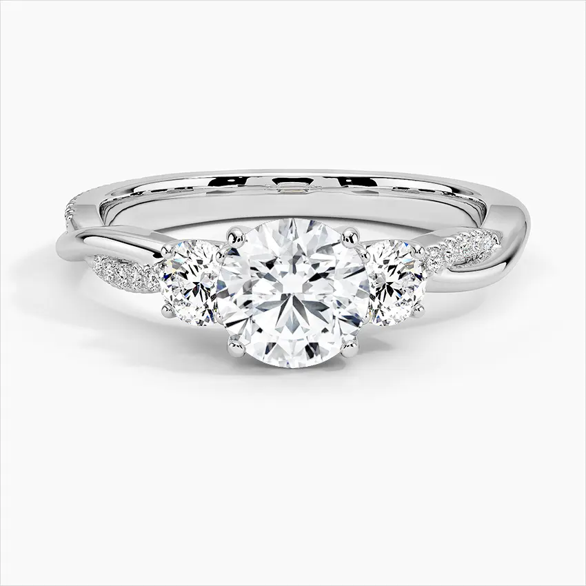 Bagues de fiançailles personnalisées Petite Twisted Vine 1.5ct Round Cut Moissanite Diamond 925 Silver Women Ring