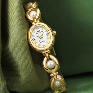 BS FA1685 nuova moda di alta qualità di lusso semplice ragazze perla braccialetto al quarzo orologio argento oro unico forma ovale donna <span class=keywords><strong>Wa</strong></span> - Product Image 2