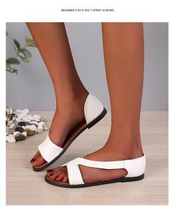 Summer New Solid Color Fish Mouth Riveted Open Toe Outward Wearing Women's Flat Bottom Fashion Sandals - Product Image 6