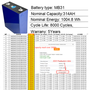 Baterías de Iones de Litio Recargables Lifepo4 de 3.2V y 314Ah, Grado A, MB31, Última Versión, en Stock en la UE, para Almacenamiento de Energía Solar - Product Image 2