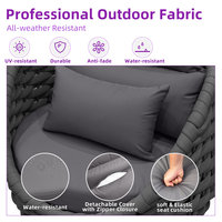 Canapé d'extérieur de luxe pour hôtel, mobilier de jardin, canapé œuf de loisirs, assise profonde, ensemble tressé en corde imperméable, cadre en aluminium, canapé modulable