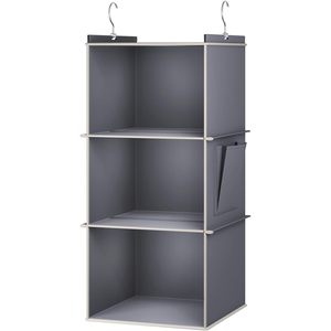 Hanging Closet Organizer 3 <b>Shelf</b> Grey Non Woven Fabric Storage <b>Shelves</b> For Bedroom Neatening With <b>Hook</b> Type Installation - Product Image 6
