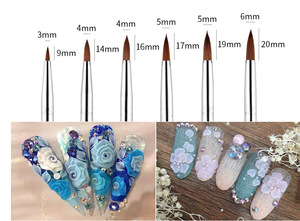 Pinceau à ongles professionnel en poils synthétiques doux avec manche diamanté pour manucure, outil de précision pour le nail art et le traçage fin en salon - Product Image 6