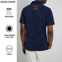 Serviette éponge col Johnny Polo à manches courtes patte sans bouton vêtements de détente sur mesure coupe décontractée en absorbant hommes chemise en éponge