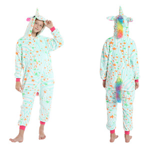 Pyjama en flanelle unisexe pour adultes et enfants, motif animal, panda, licorne, <span class=keywords><strong>Totoro</strong></span>, dessin animé, pour l'hiver - Product Image 6