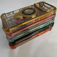 Étui de téléphone portable magnétique transparent antichoc avec support en métal plaqué luxe pour iPhone 17 16 15 14 Pro Max