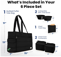 Sac de voyage pour chien Pufferes pour les propriétaires de chiens avec bols et compartiment de rangement pour nourriture, grande capacité, sac à dos en polyester (fermeture éclair de 5 pouces)
