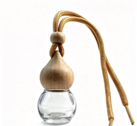 Bouteille vide en verre de 8 ml pour parfum et huiles essentielles, avec bouchon anti-poussière en bois, diffuseur suspendu pour voiture et intérieur, bouchon de bouteille