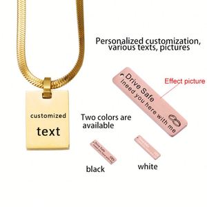Customized Twisted Snake Chain Mens Engraved Bar Pvd 18K Gold Filled Plated Plain Square Stainless Steel Pendant Necklace Blanks - Product Image 2