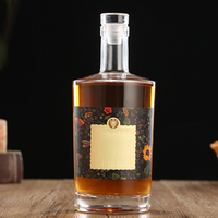 Bouteille en Verre Personnalisée de Forme Ovale 750 ml, Flasque pour Spiritueux, Cognac, Whisky, Gin, Tequila, Prix Usine
