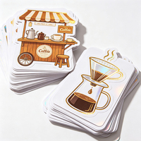 Autocollants pour café filtre Haoxuan, graphiques holographiques en PVC pour tasses de café, imprimés rétro pour cafés de rue, dorure à chaud, UV sélectif, imperméables