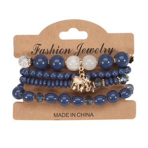 XY05 bracelet <span class=keywords><strong>perle</strong></span> de verre Bracelet ethnique rétro avec pendentif éléphant Bracelet perlé en cristal de diamant pour la fête - Product Image 4