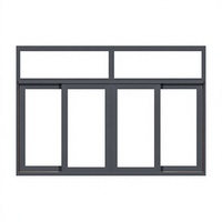 Fenêtre coulissante en alliage d'aluminium à double vitrage trempé isolant insonorisant avec cadre noir moderne pour immeuble de bureaux