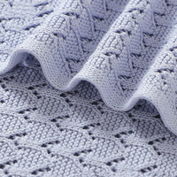 Couverture bébé en tricot pointelle 100% coton, ajourée, pour nouveau-né, enveloppante, douce, pour lit bébé, poussette, cadeau de naissance