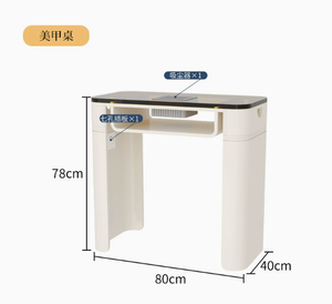 Cream Style <b>Nail</b> Salon Manicure Table and Chair Set Glass <b>Nail</b> Art Table with Built-in Vacuum Cleaner Socket <b>Nail</b> Table - Product Image 4