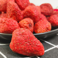 Gezonde, hele, zongedroogde aardbeien. Gezonde snacks, bulk, GMO-vrij, gekonfijt fruit, zoetzuur, vacuüm verpakt, natuurlijk.
