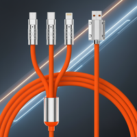Cable de Carga Rápida 3 en 1 de PVC y Aleación de Zinc con Micro USB y Tipo-C para Teléfonos y Portátiles