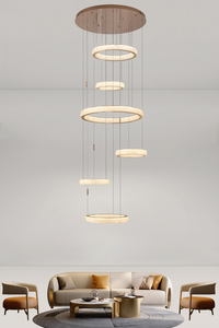 Lampadario di Lusso per Sala da Pranzo, Lampada Ovale Artistica per Ristorante, Illuminazione Moderna a Sospensione in Acciaio Inox e Acrilico - Product Image 5