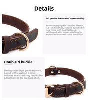 Collier pour chien robuste en cuir véritable pleine fleur de vache de 4,5 mm d'épaisseur avec double anneau en D pour grands chiens – Vente en gros