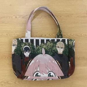 Borse Tote in Tela Jacquard Personalizzate Anime in Cotone/Poliestere Bianco e Nero <span class=keywords><strong>Roya</strong></span> 36x41x15cm con Tasca Tessuta e Cerniera con Logo - Product Image 1