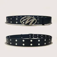 Nouvelle ceinture punk tendance Y2K en cuir PU ajouré pour hommes et femmes - Accessoire mode unisexe grande taille en cuivre, idéal pour offrir